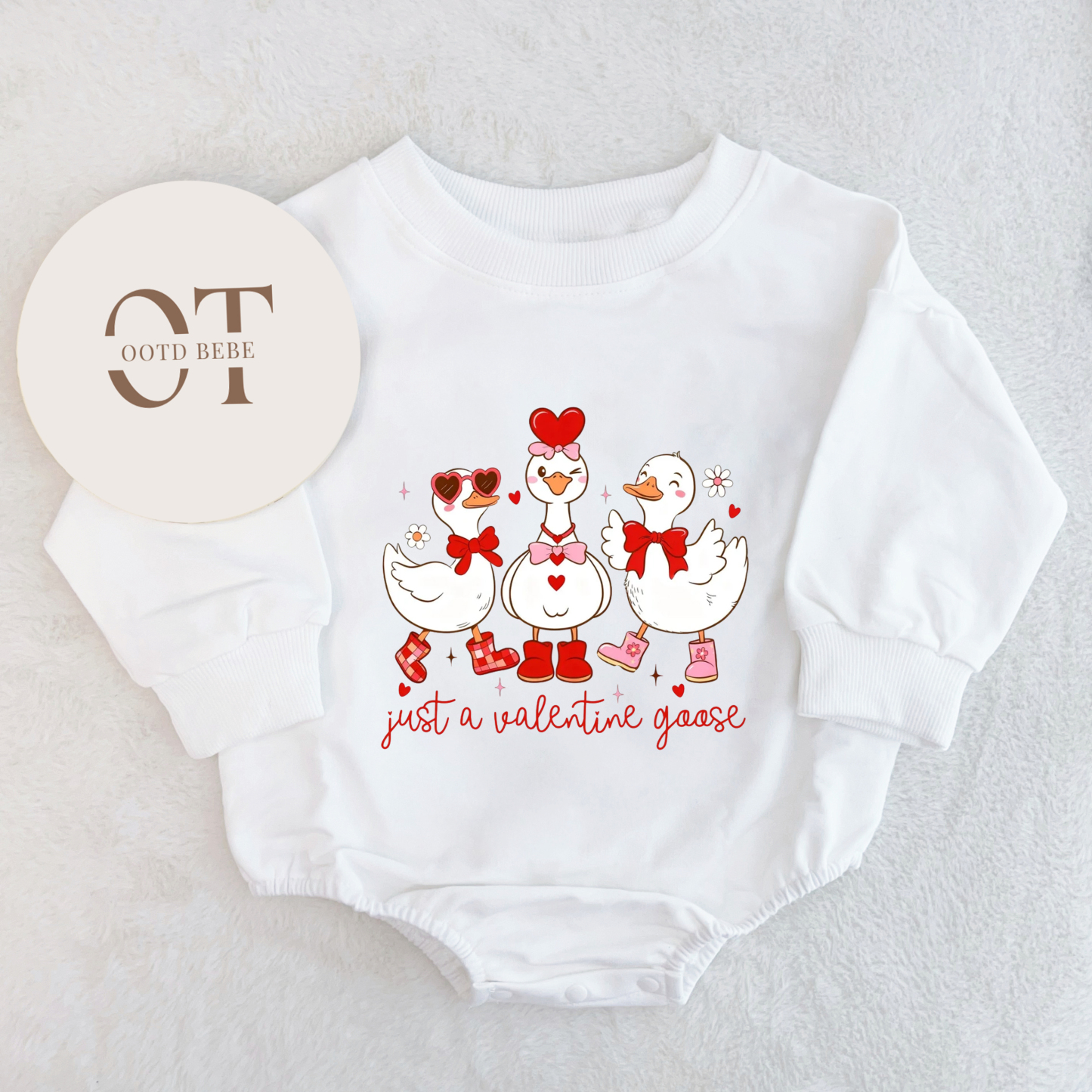 Baby Just A Valentine Goose Romper