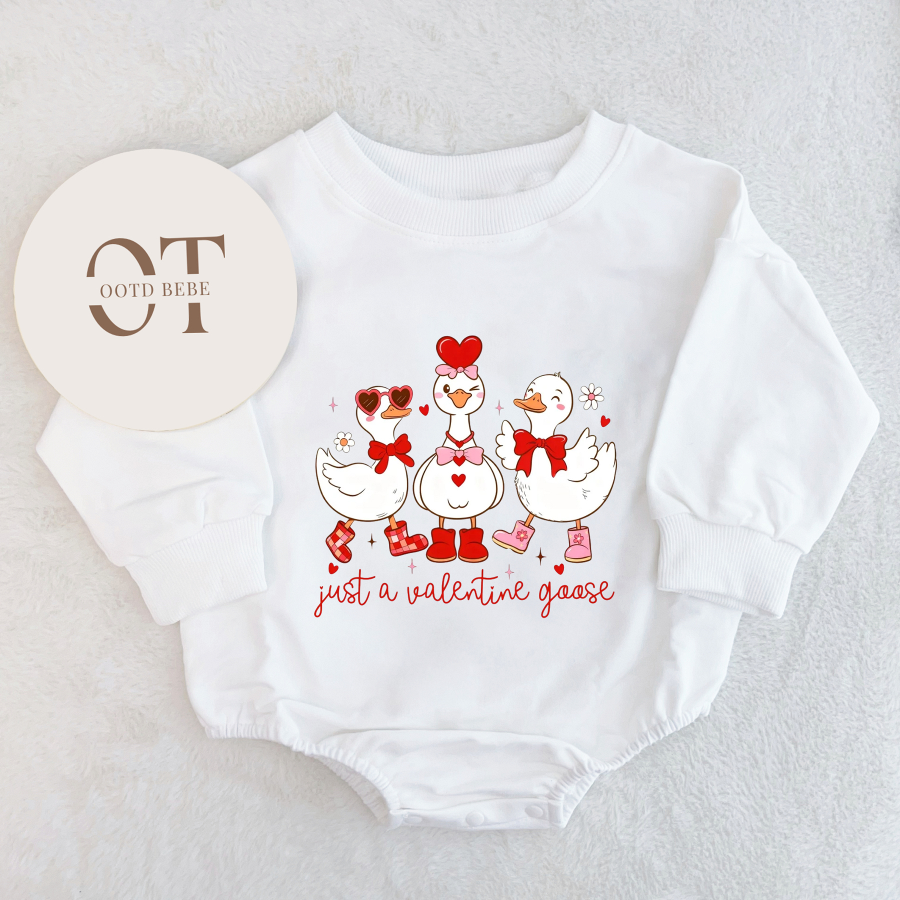 Baby Just A Valentine Goose Romper