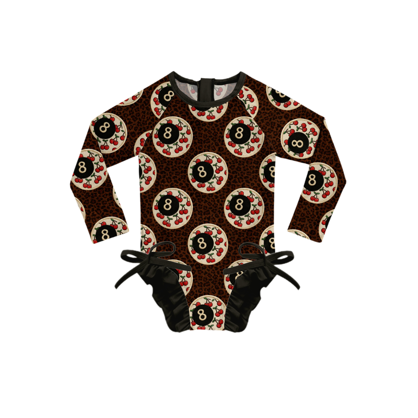 Baby 8 Ball Cherries Leopard Swimsuit