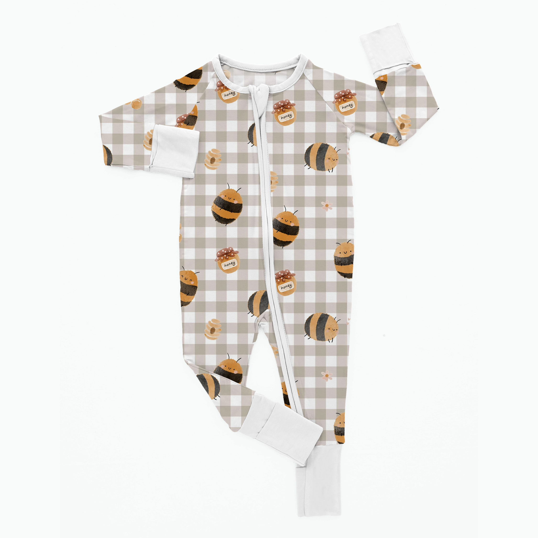 Newborn Checkered Bee Bamboo Sleeper