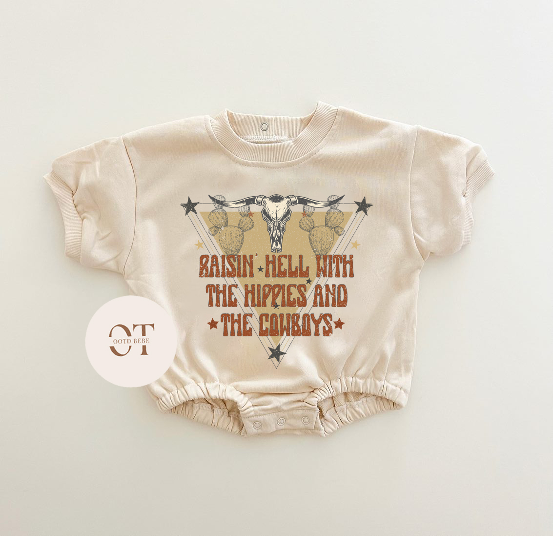 Baby Raisin Hell With The Hippies And The Cowboys Romper