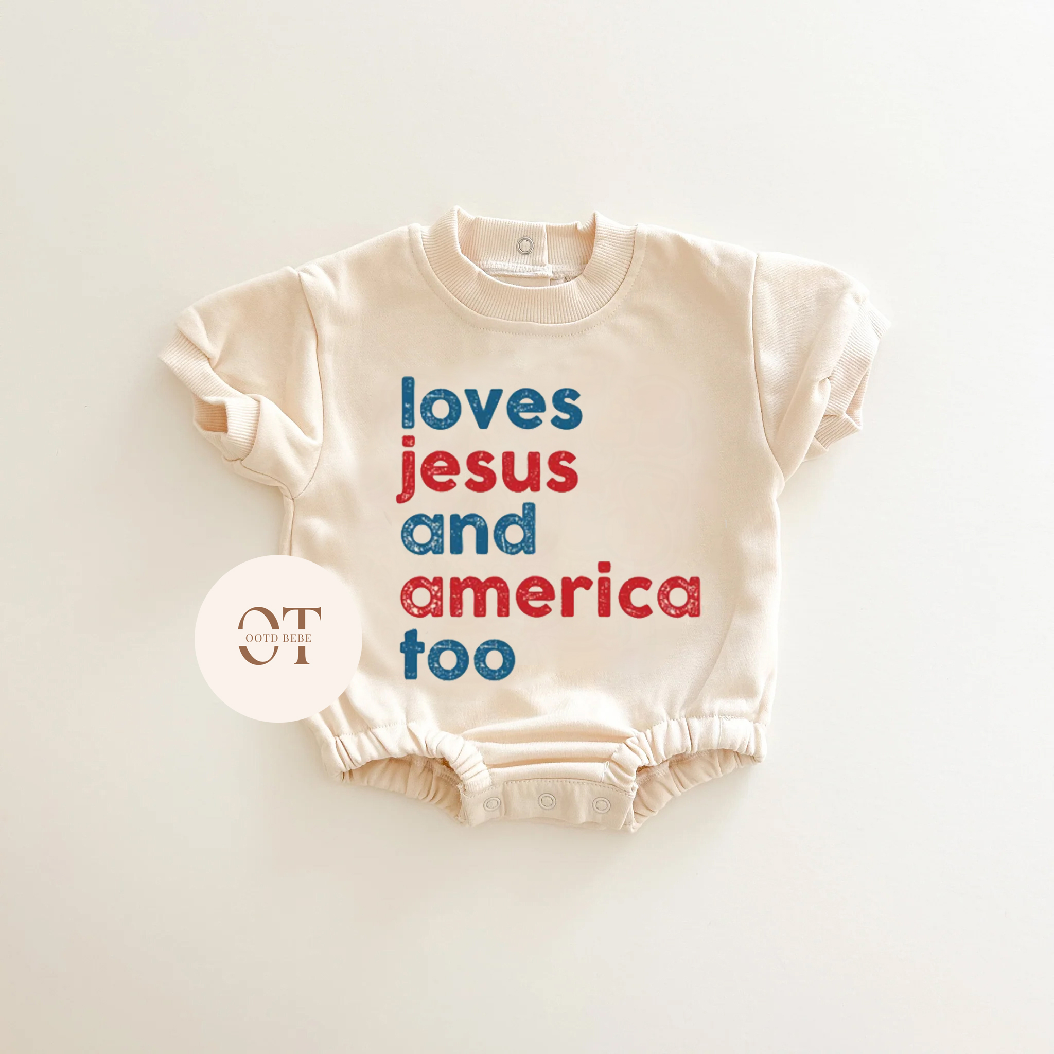 Baby Love Jesus And America Too Romper