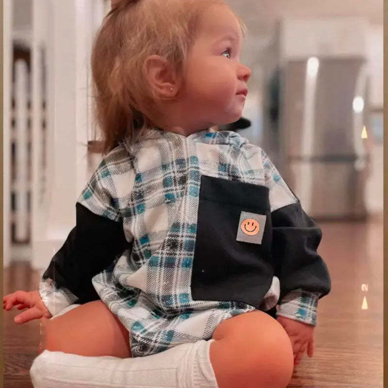 Baby Plaid Hoodie Romper.