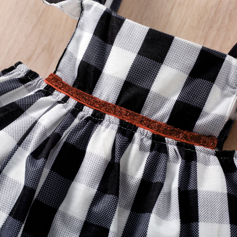 Toddler Girl Black Grid Dress
