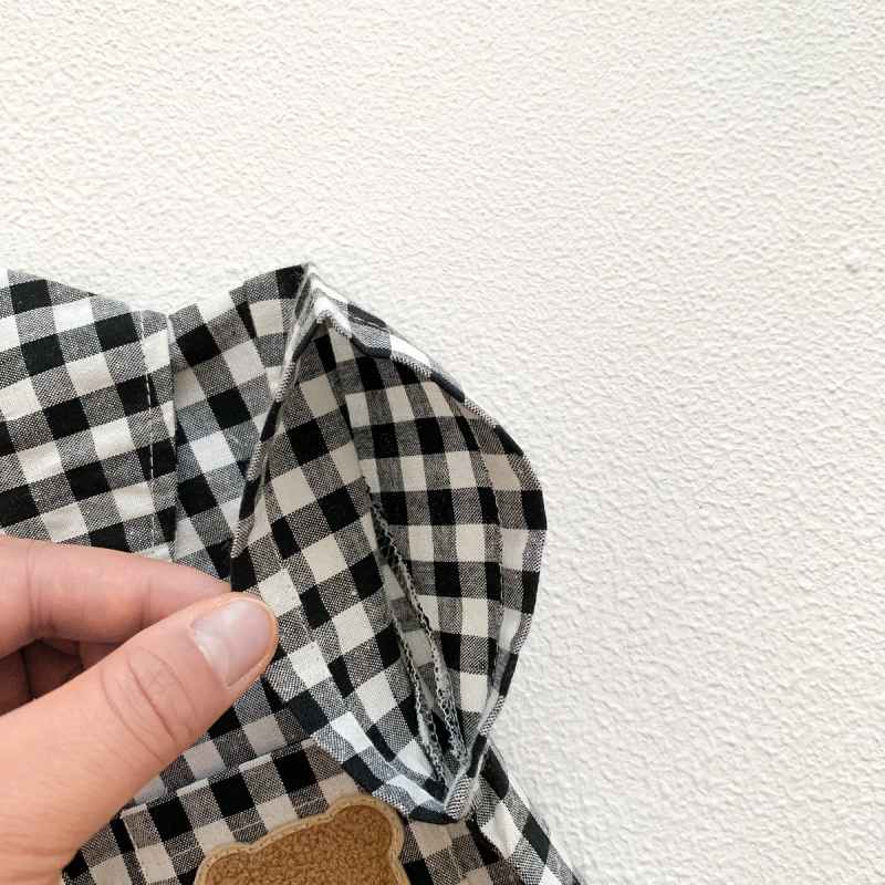Baby Summer Plaid Polo Bear Romper