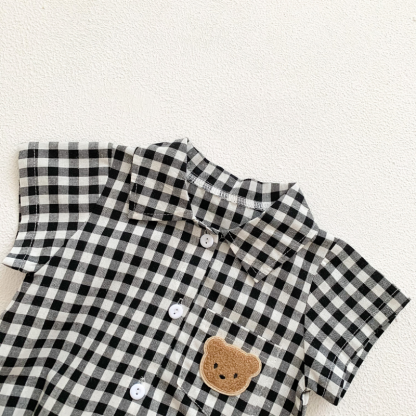 Baby Summer Plaid Polo Bear Romper