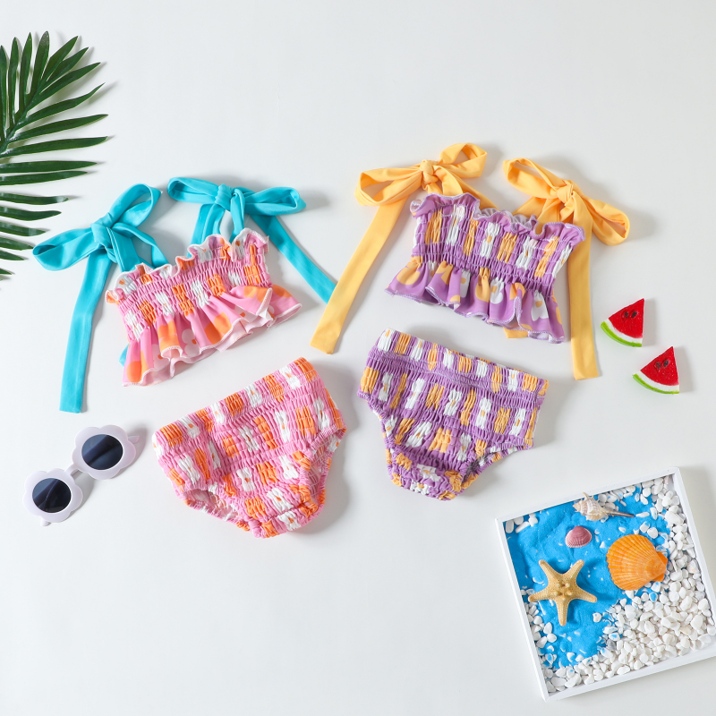 Toddler Girl Floral Reffles Bikini