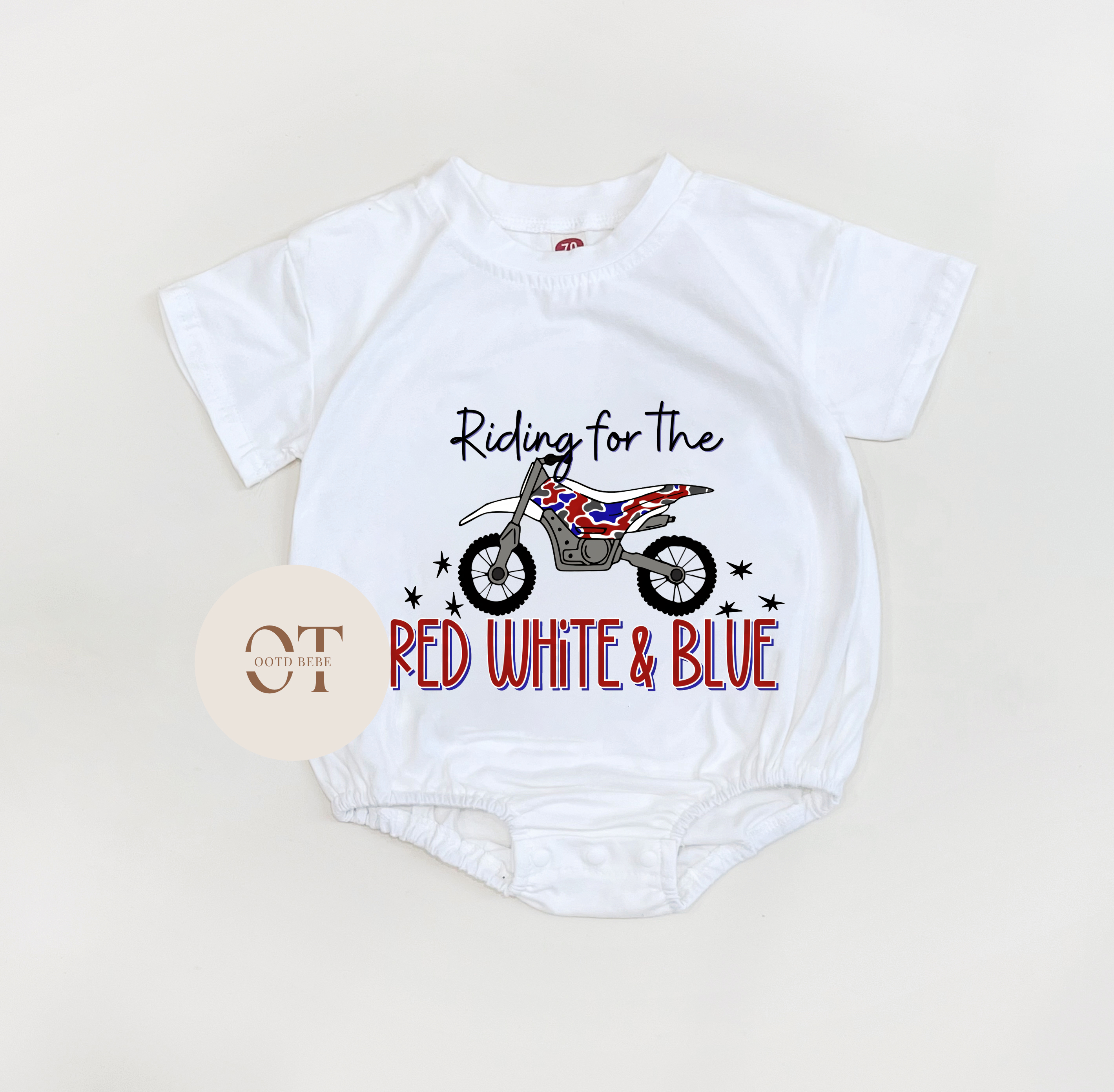 Baby Riding For The Red White Blue Romper