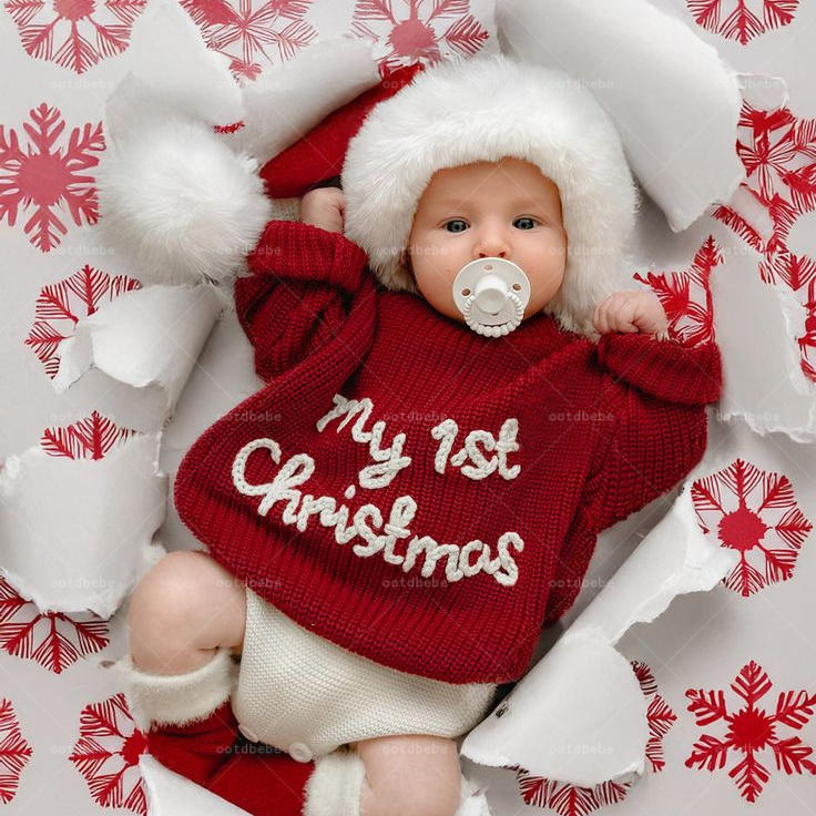 Newborn My First Christmas Handmade Sweater