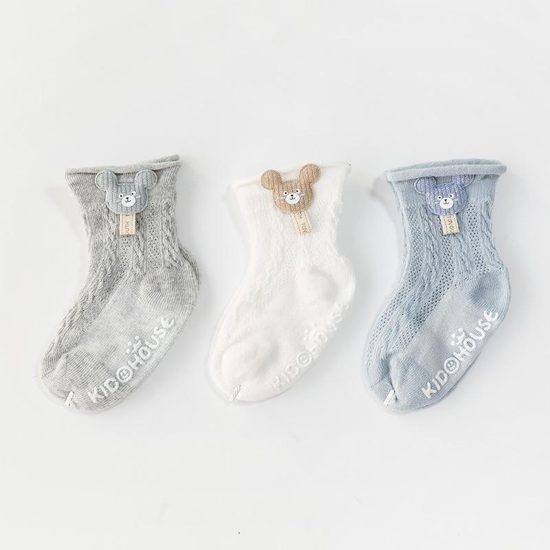 3-Pairs Baby Thin Mesh Anti-slip Socks-visikids