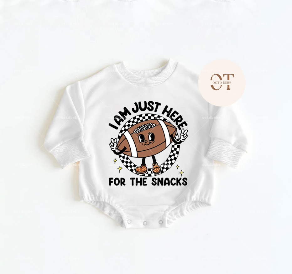 Baby I Am Just Here For The Snacks Romper