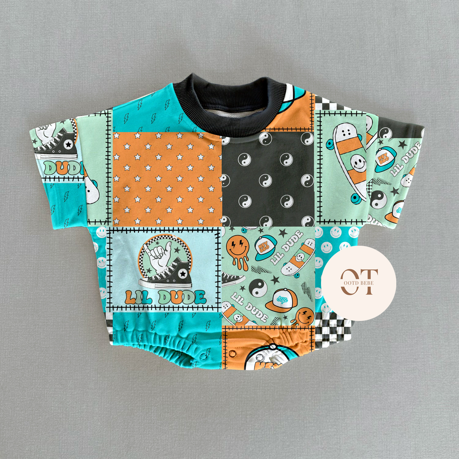 Baby Lil Dude Patchwork Romper
