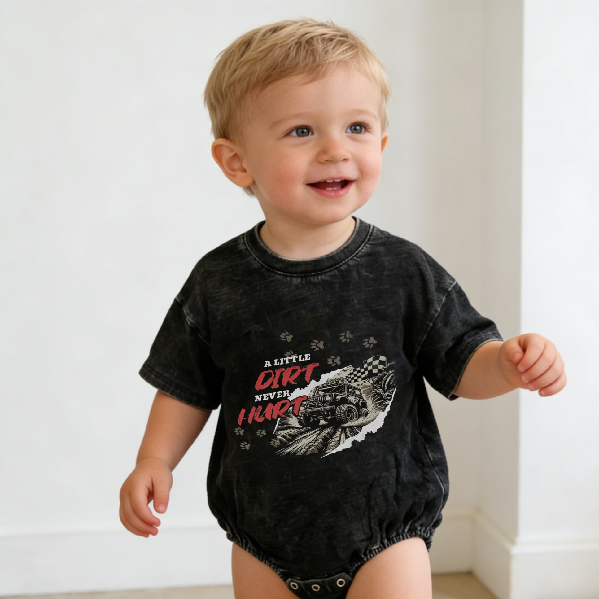 Baby A Little Dirt Never Hurt Romper