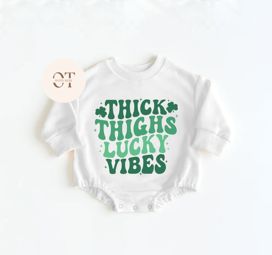 Baby Thick Thighs Lucky Vibes Romper