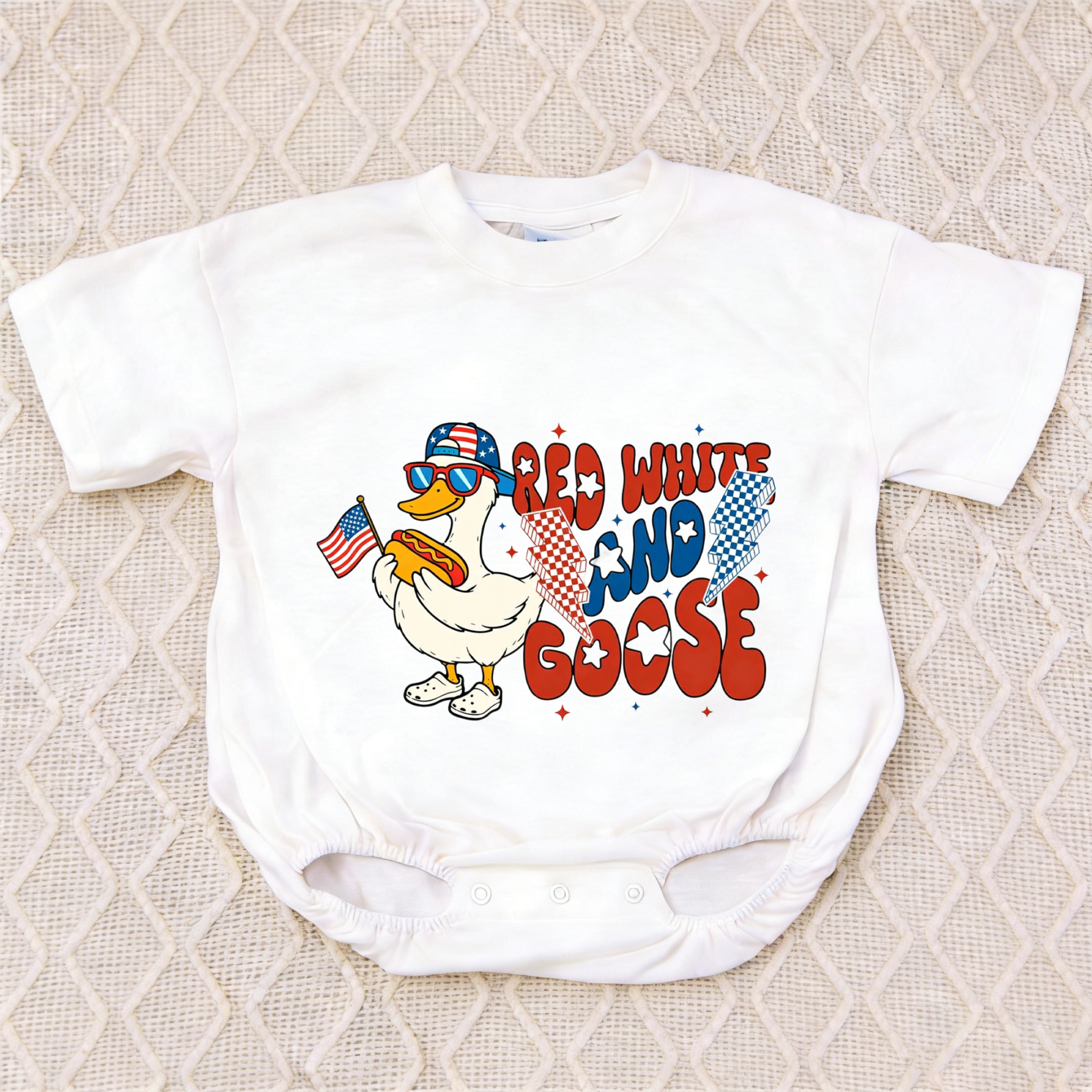 Baby Red White And Goose Romper