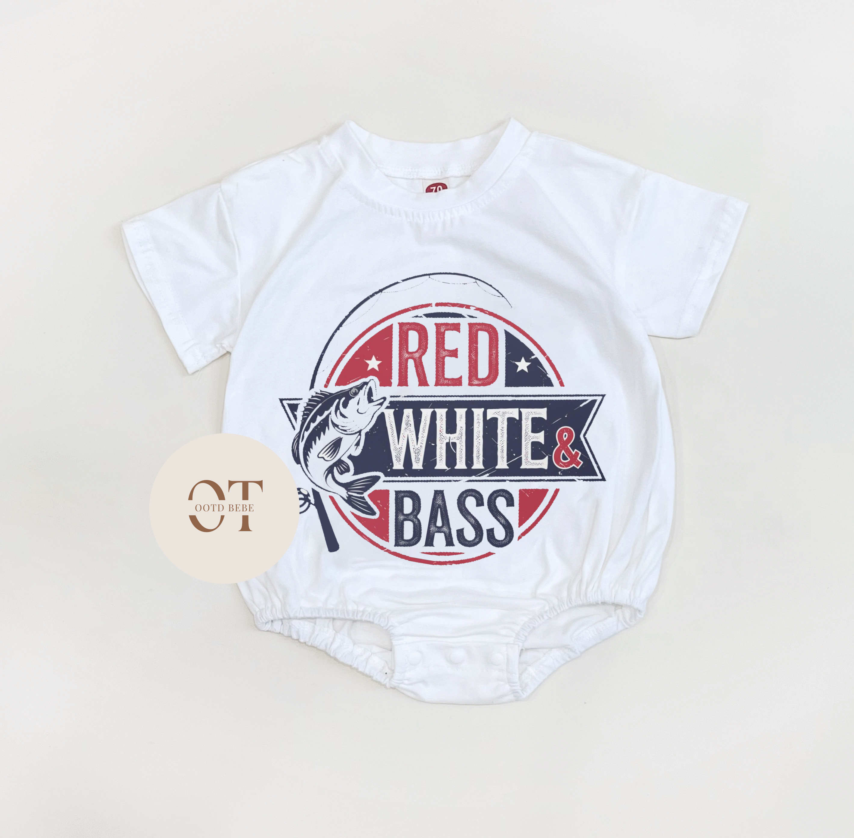 Baby Red White & Bass Romper