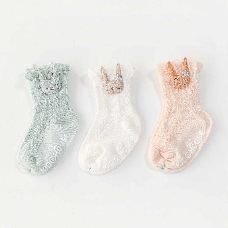 3-Pairs Baby Thin Mesh Anti-slip Socks-visikids