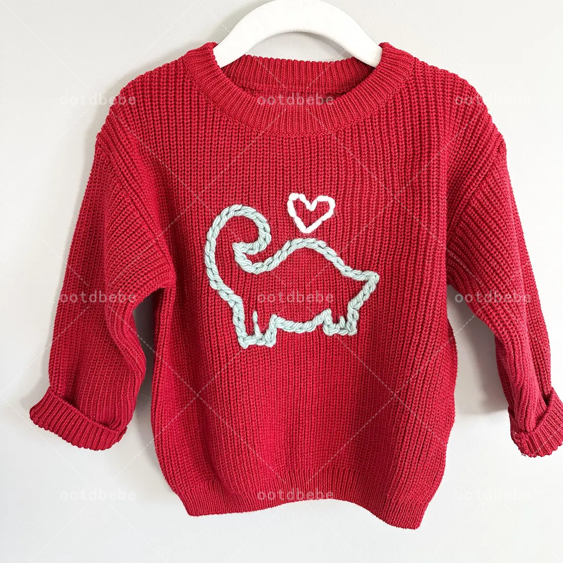 Baby Dinosaur Valentine's Day Sweater