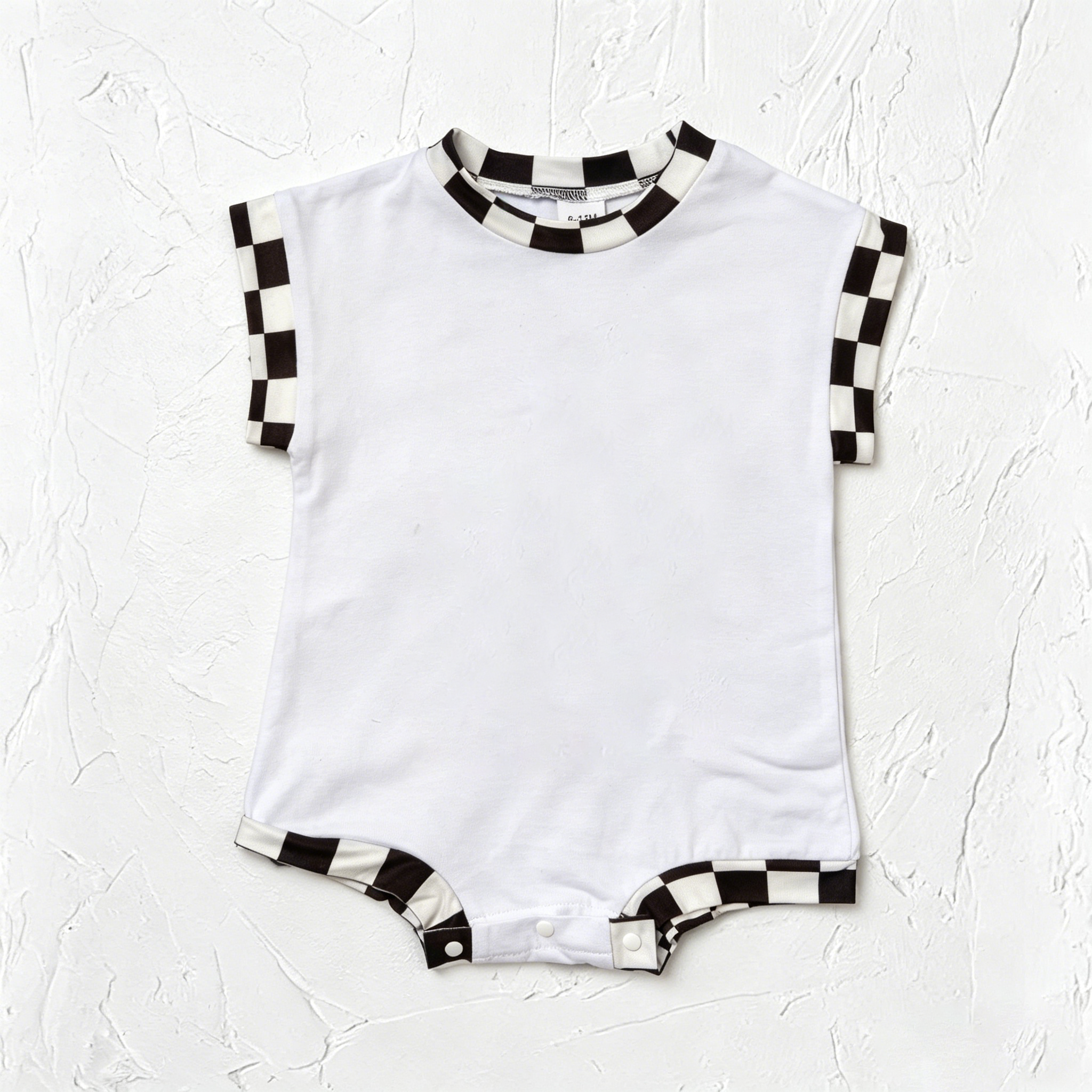 Baby Solid Checkered Bubble Romper