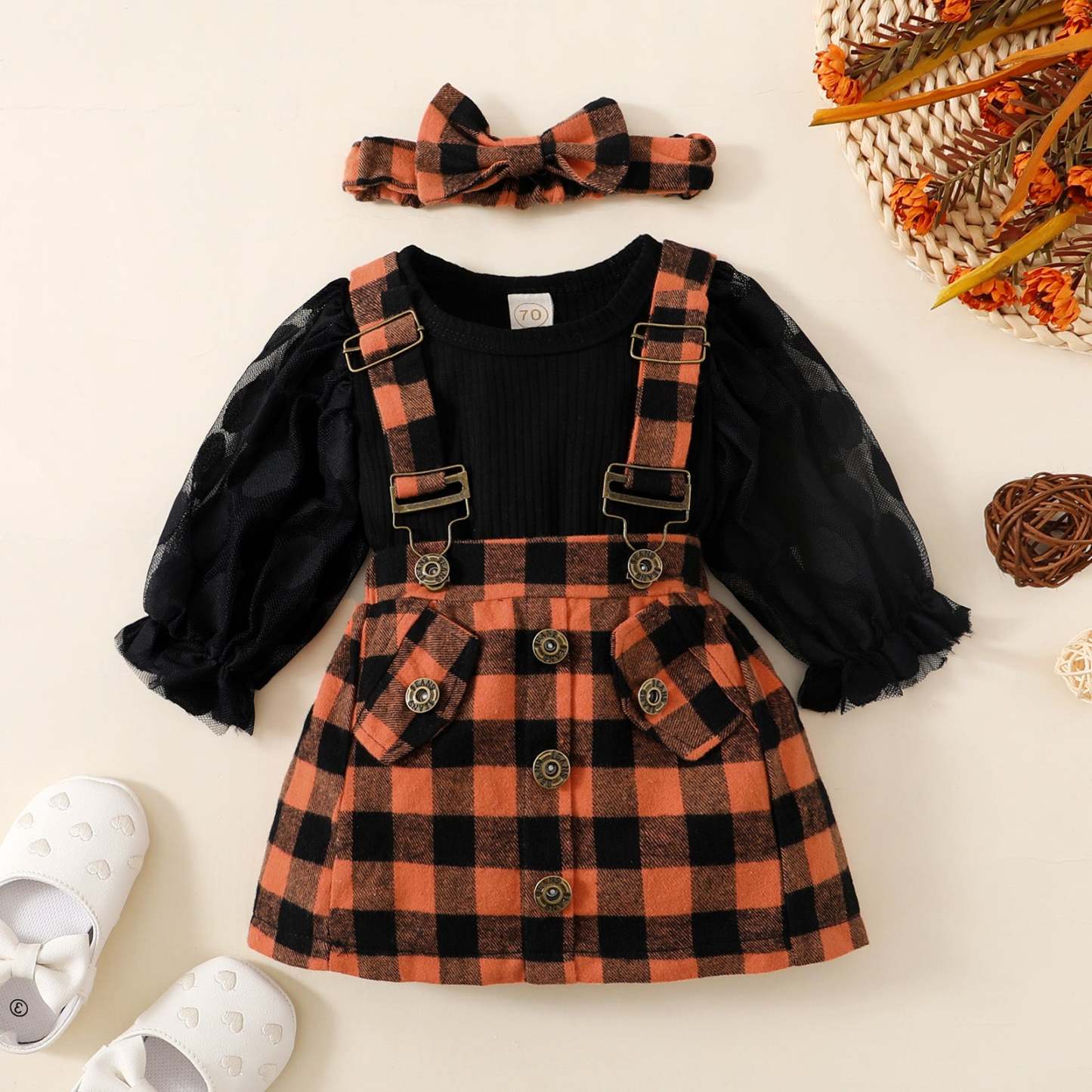 2-Piece Baby Plaid Dresses