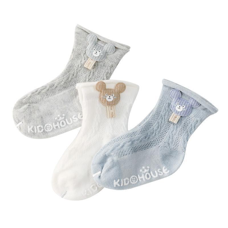 3-Pairs Baby Thin Mesh Anti-slip Socks-visikids