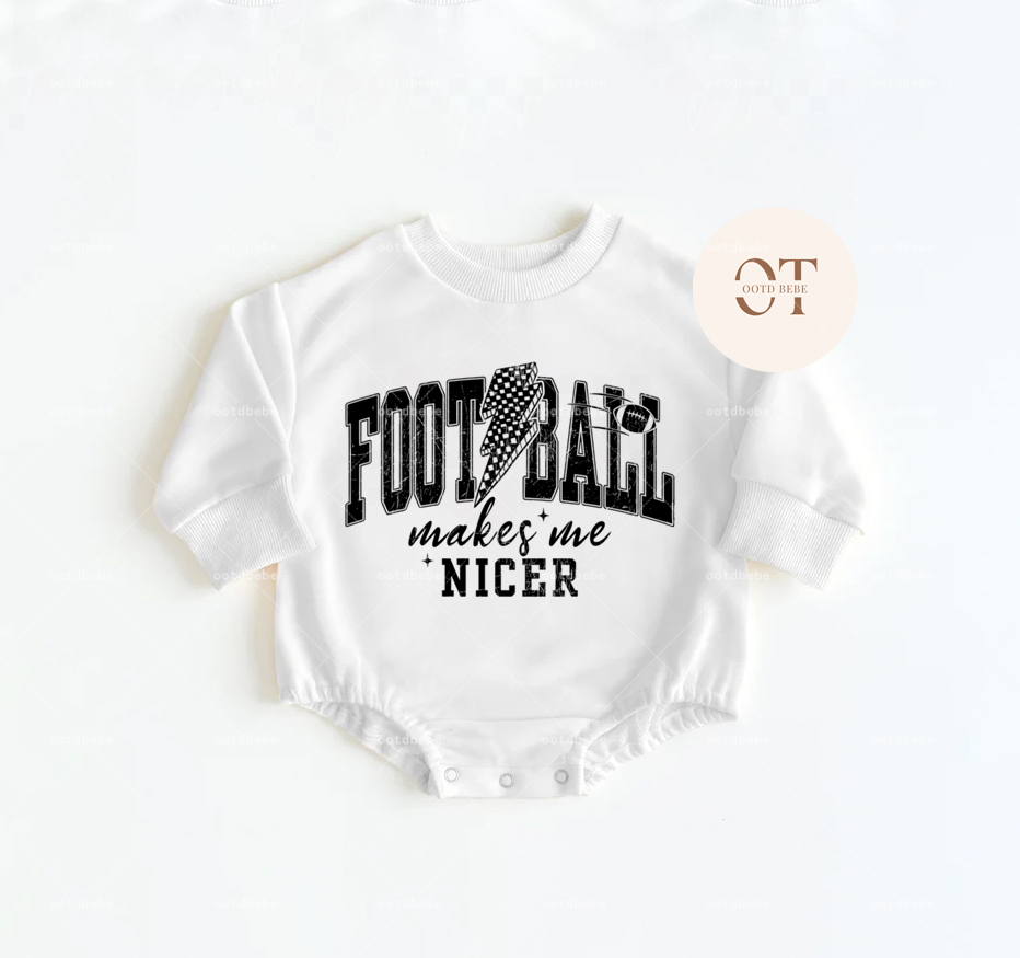 Baby Football Makes Me Nicer Romper