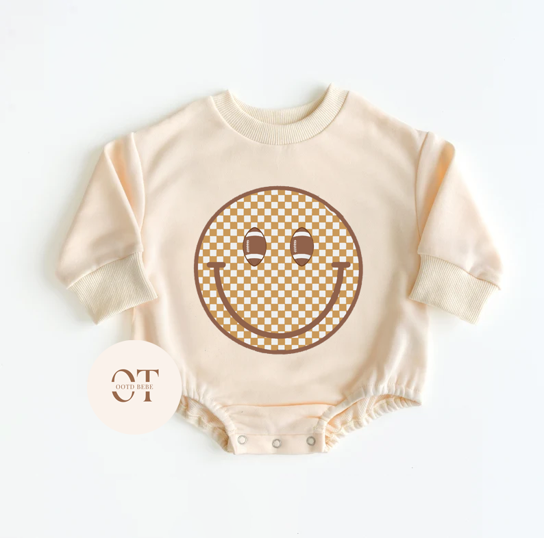 Baby Football Happy Face Romper