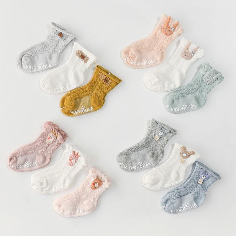 3-Pairs Baby Thin Mesh Anti-slip Socks-visikids