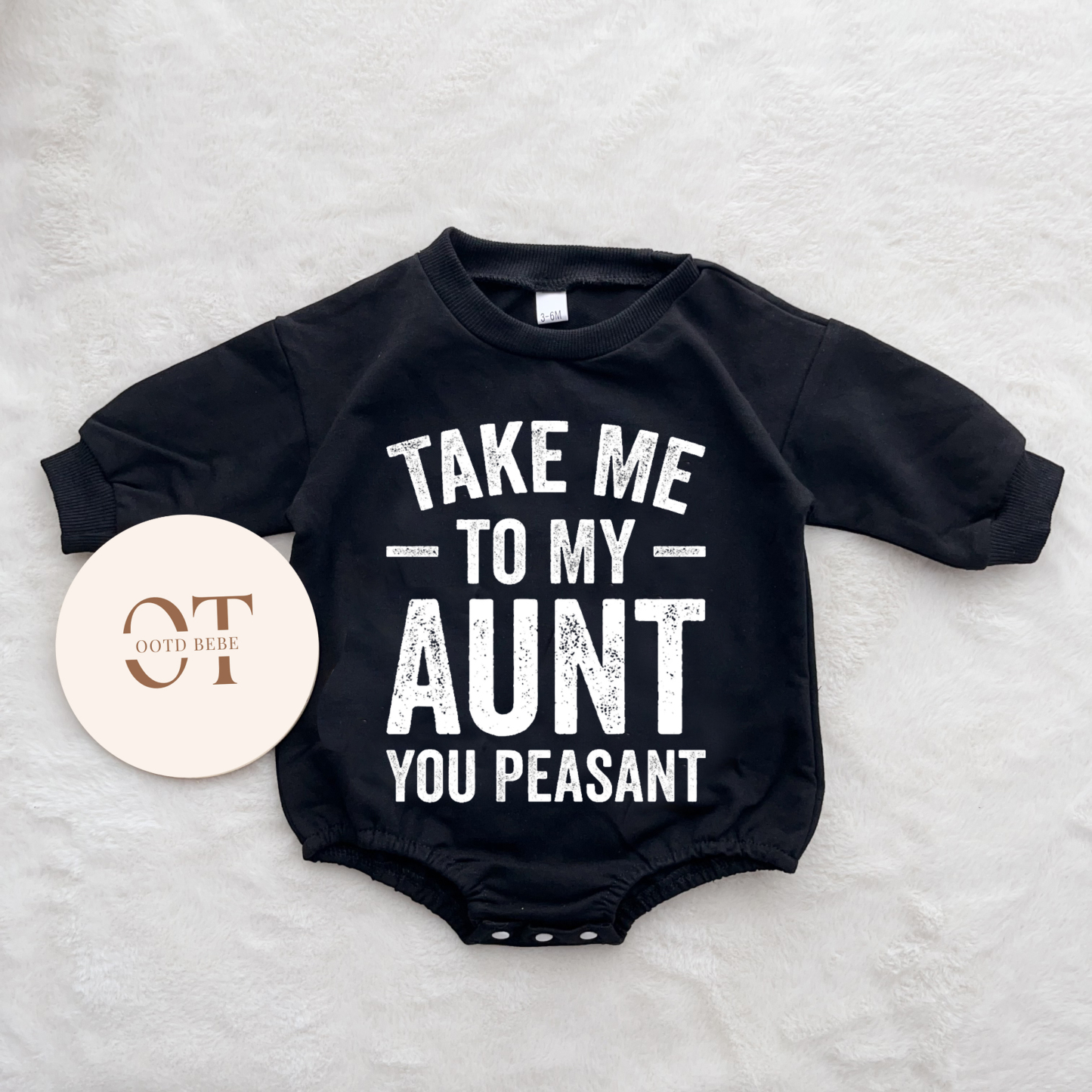 Baby Take Me To My Aunt You Peasant Romper