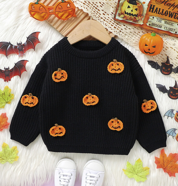 Baby Pumpkin Embroidery Sweater