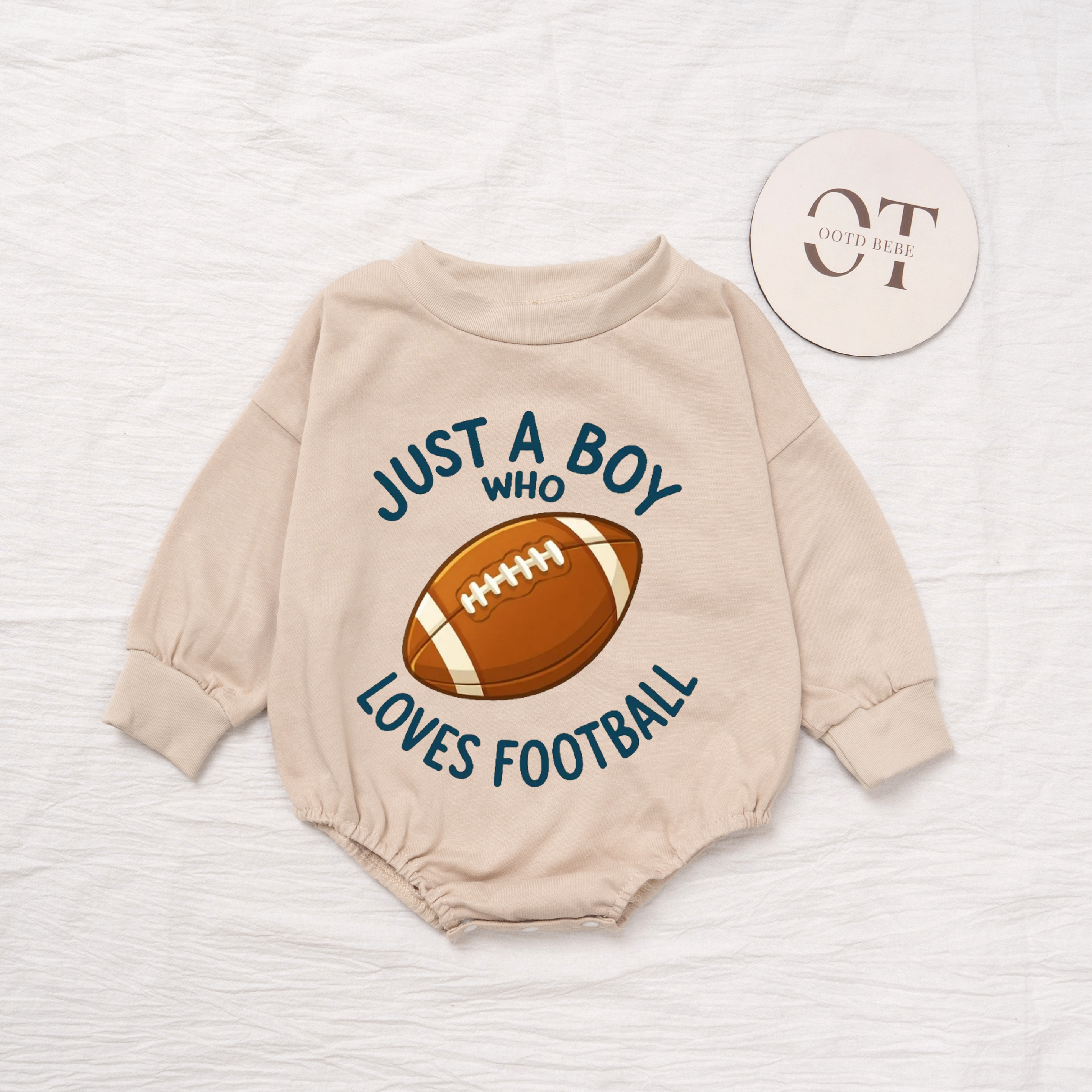 Baby Just A Boy Who Loves Football Romper