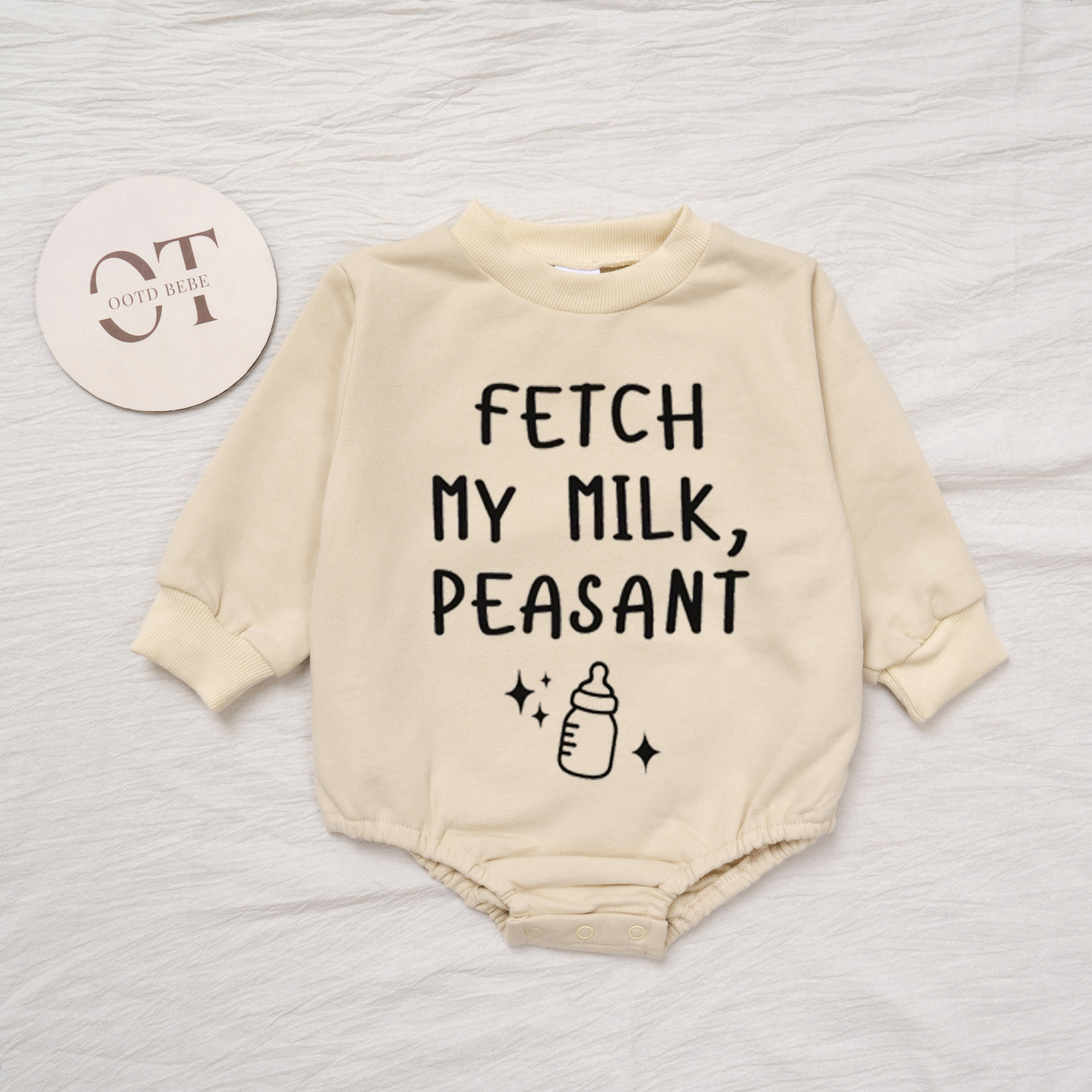 Baby Fetch My Milk Peasant Romper