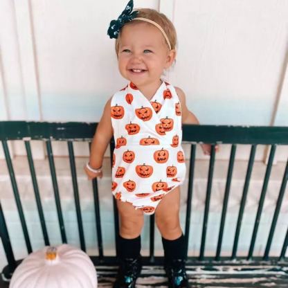 Baby Pumpkin Print Rompers