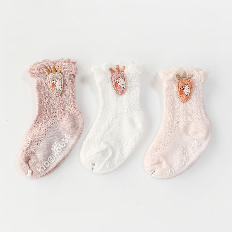 3-Pairs Baby Thin Mesh Anti-slip Socks-visikids
