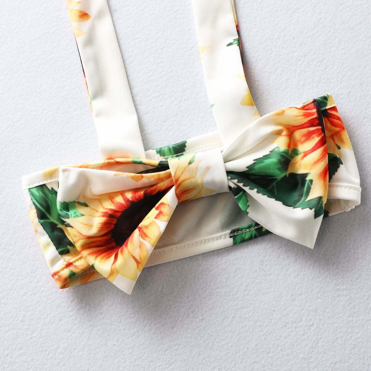 Girls Sunflower Print Lace Swimsuit-visikids