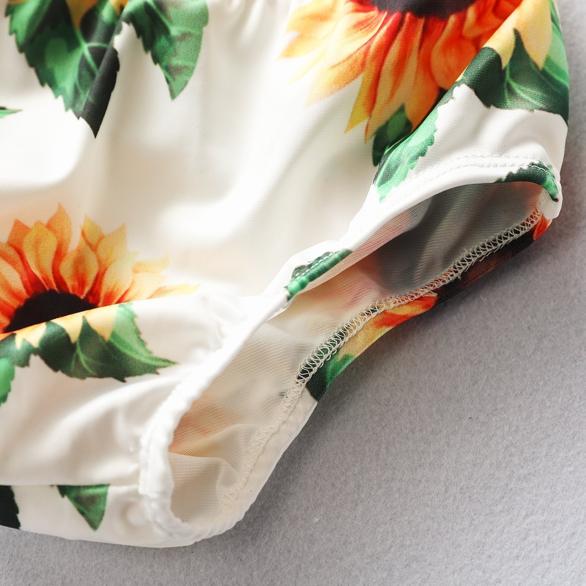 Girls Sunflower Print Lace Swimsuit-visikids