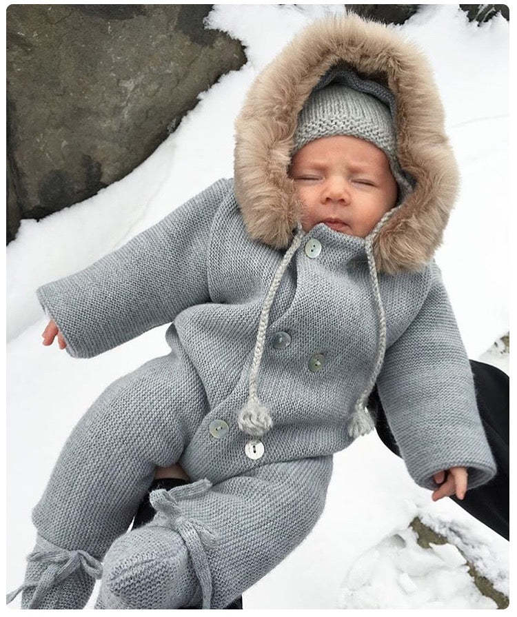 Winter Baby Collar Warm Jumpsuit