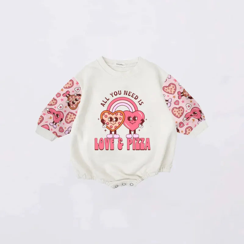 Love and Pizza Print Romper