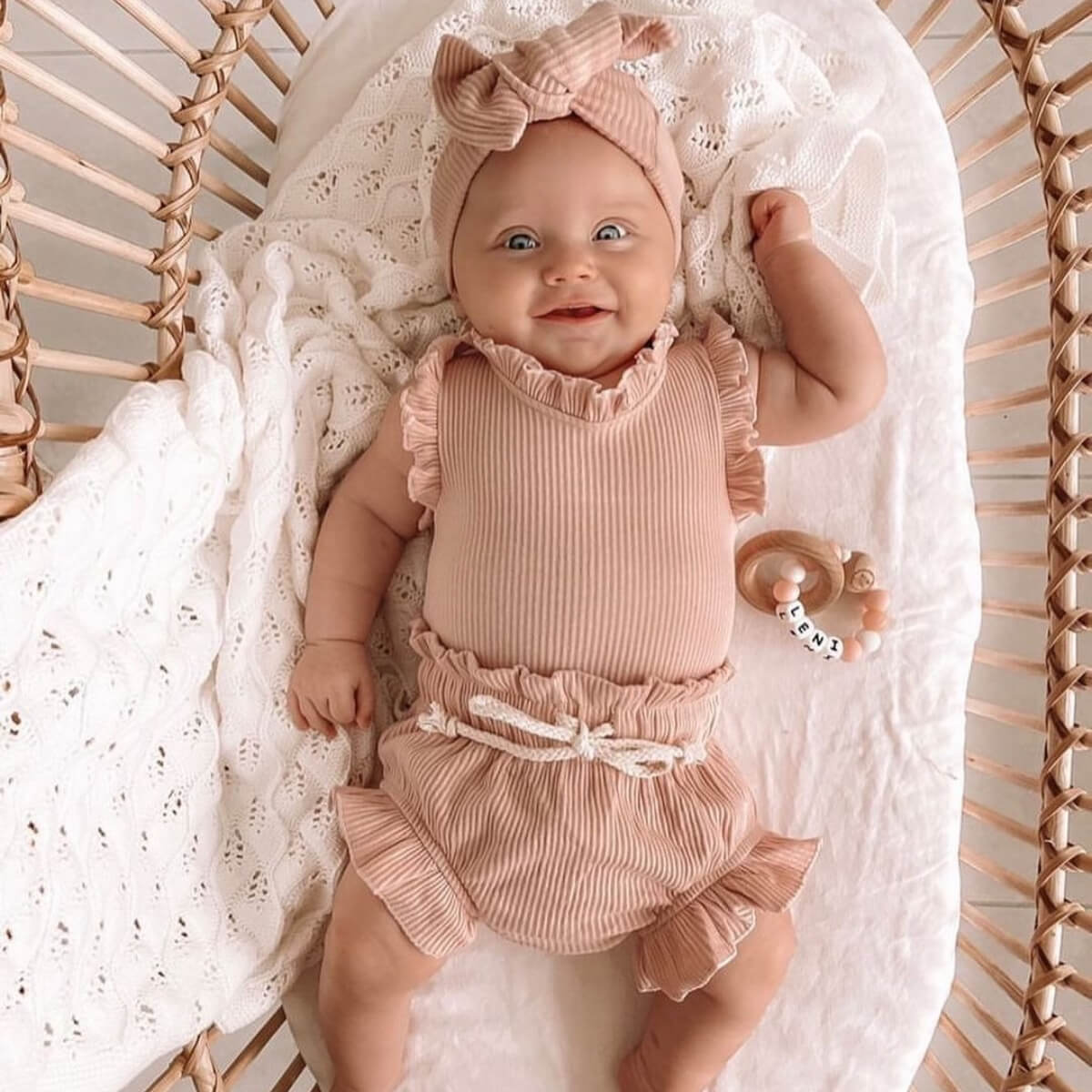 Baby Newborn Solid Color Ruffled Romper