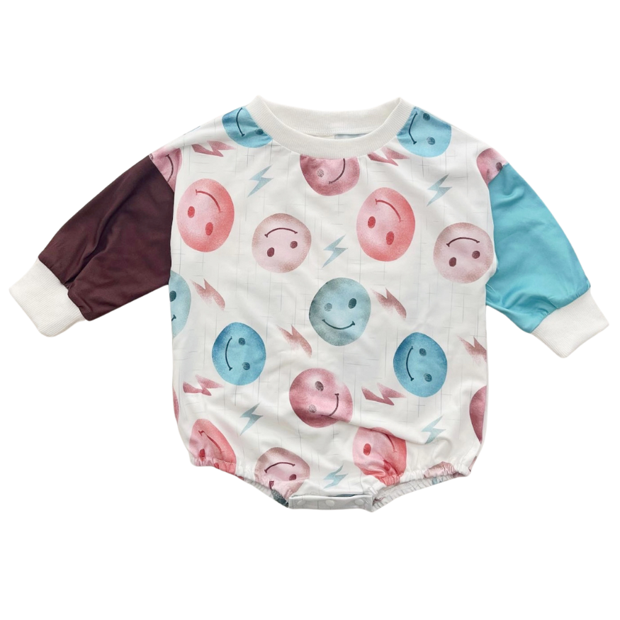 Baby Smiley Color Block Romper