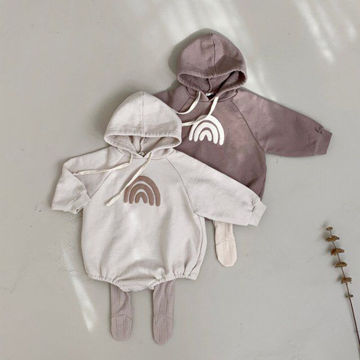 Rainbow Neutral Hooded Romper