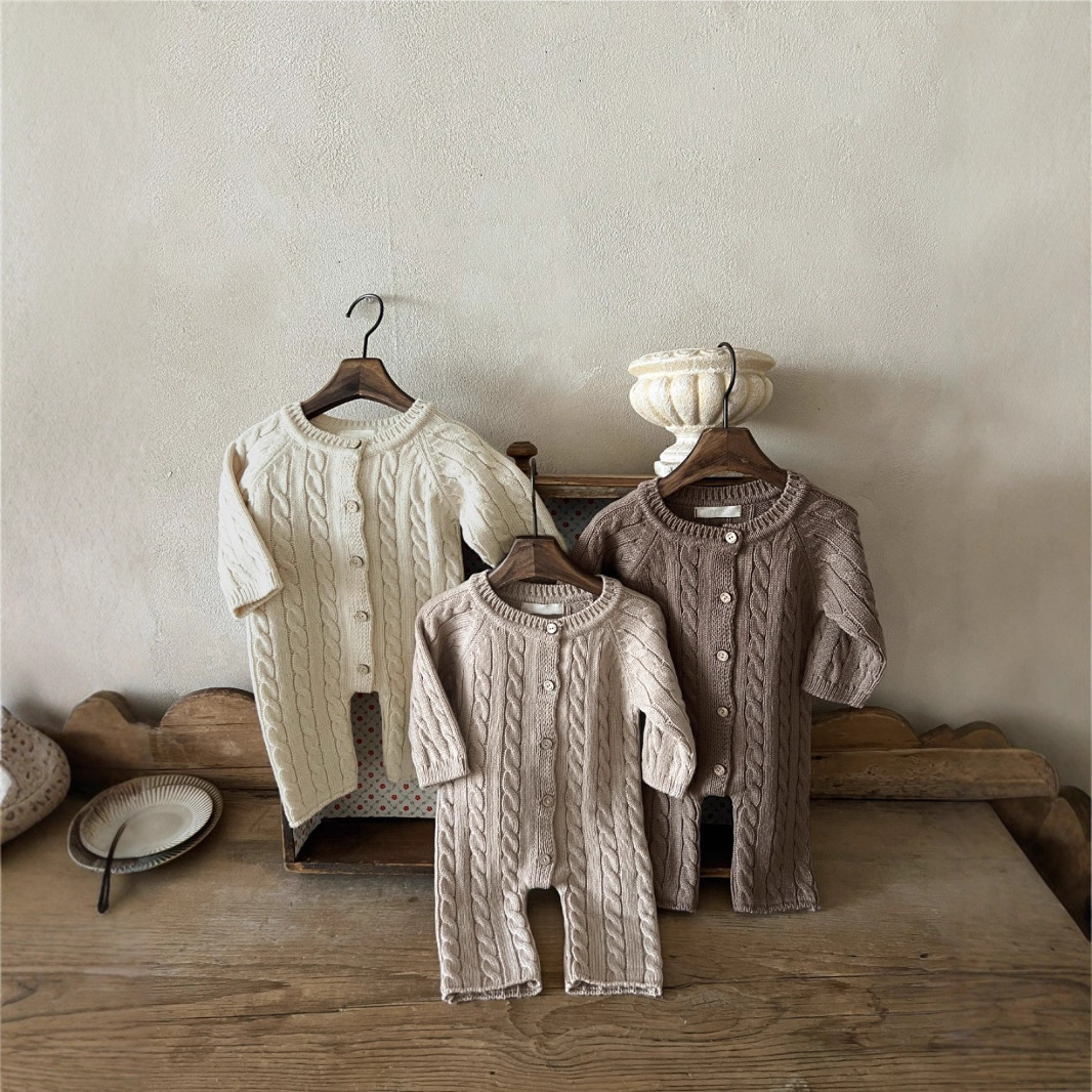 Newborn Solid Neutral Knitting Jumpsuit