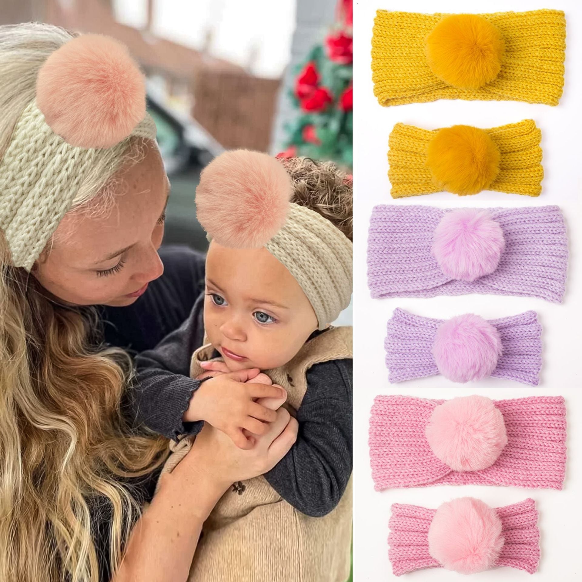 Knit Fur Ball Headband