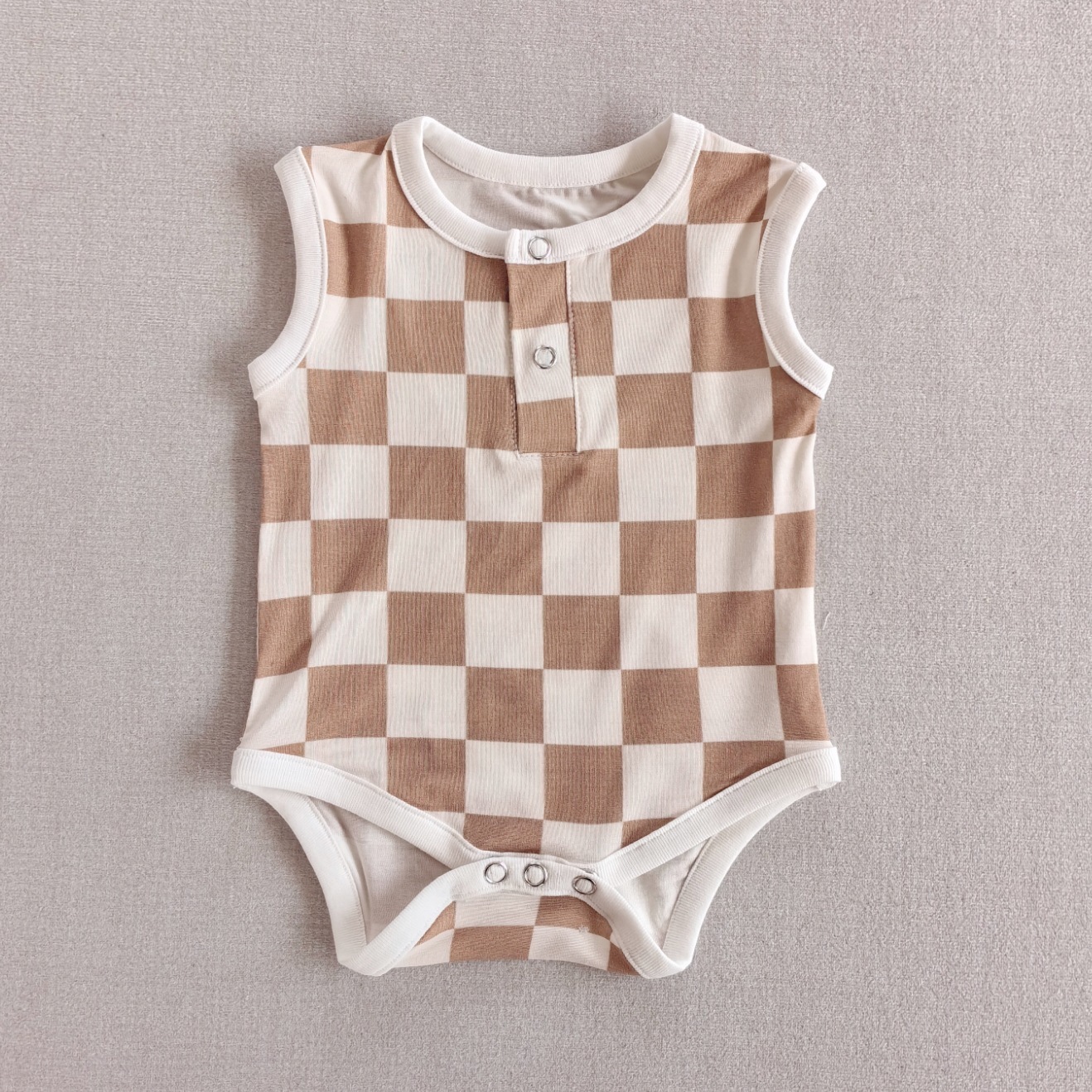 Newborn Checkered Bamboo Romper