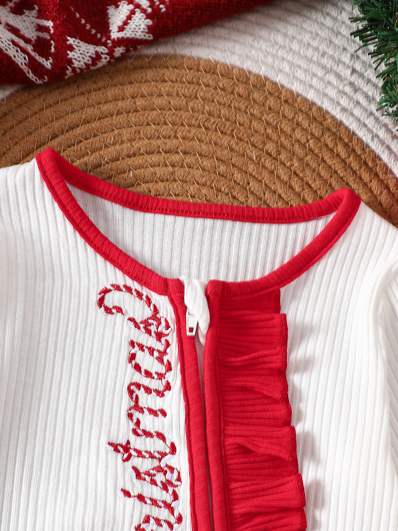 Newborn Merry Christmas Embroidery Jumpsuit