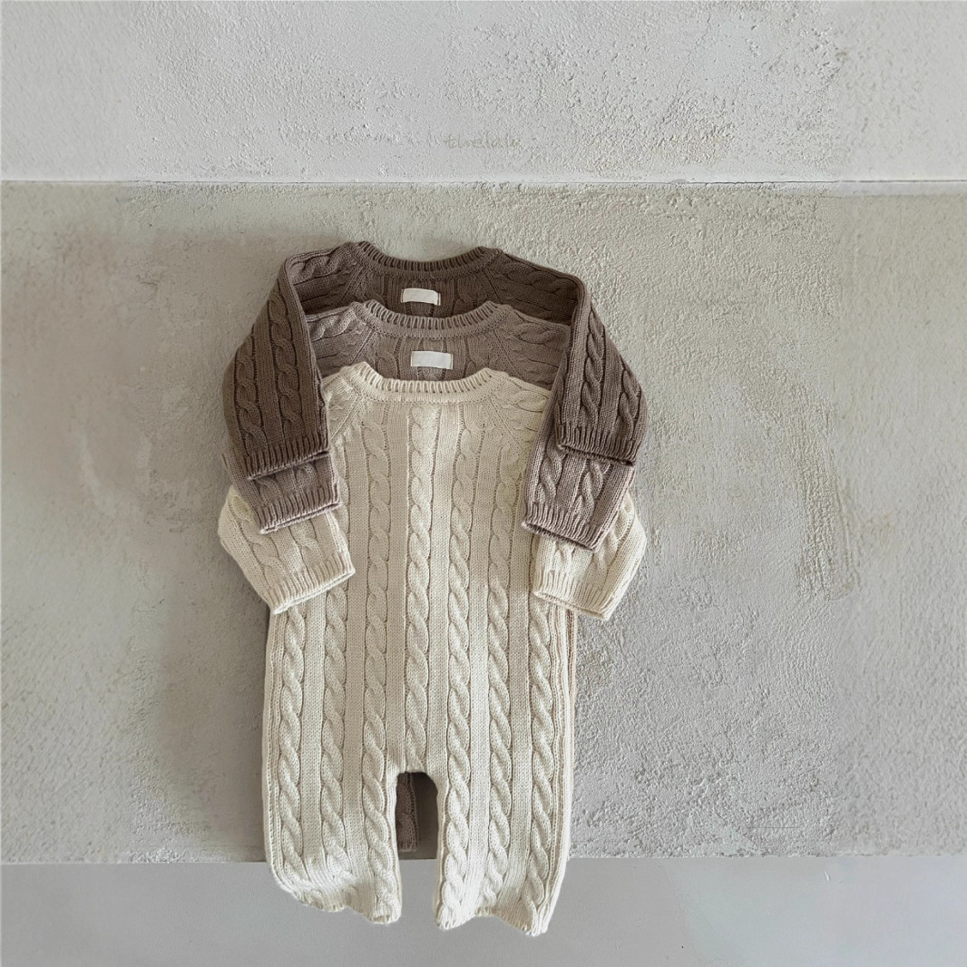 Newborn Solid Neutral Knitting Jumpsuit