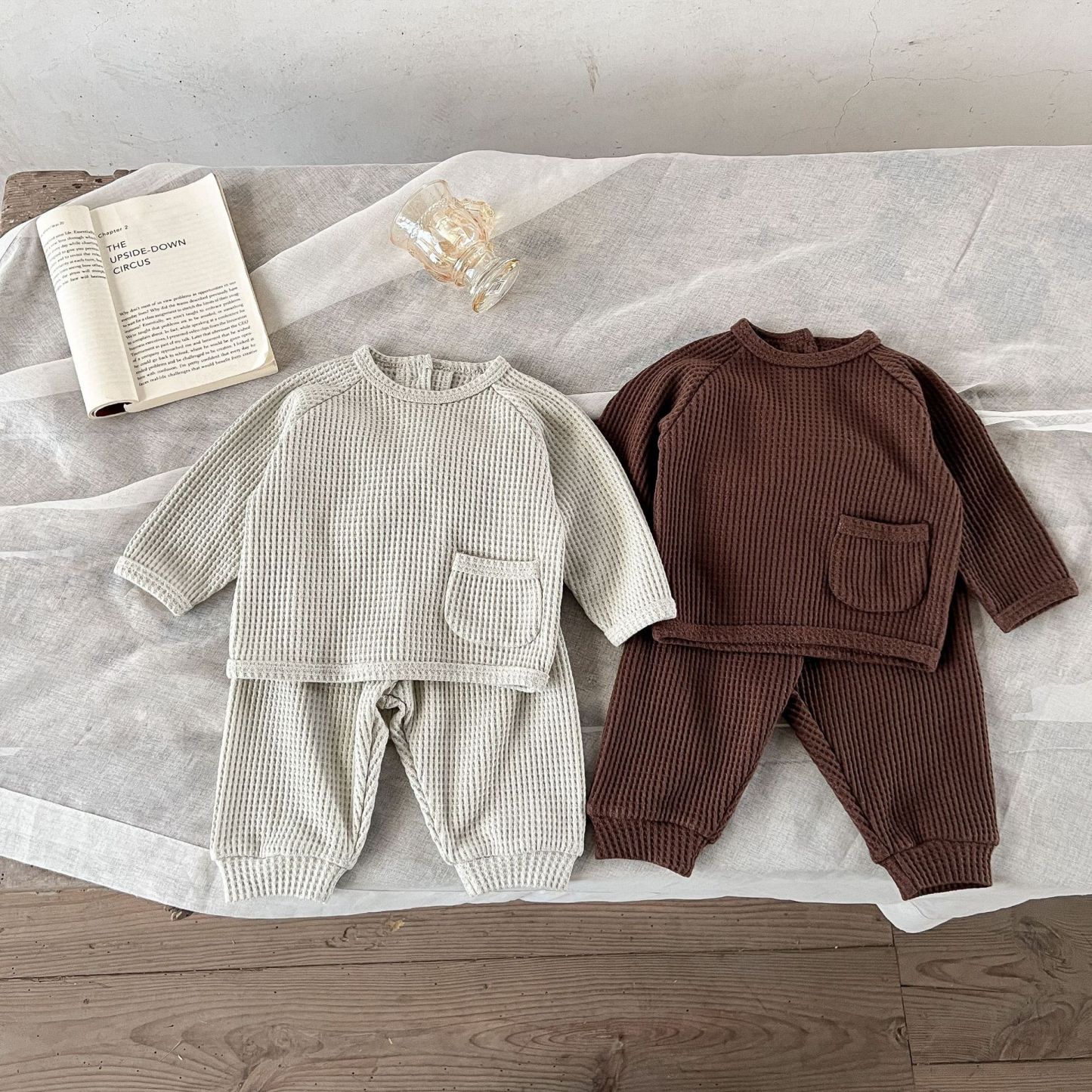 [Copy]Baby Neutral Waffle Jumpsuit With Hat