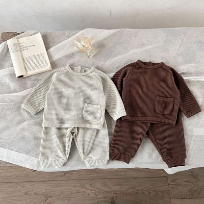 [Copy]Baby Neutral Waffle Jumpsuit With Hat