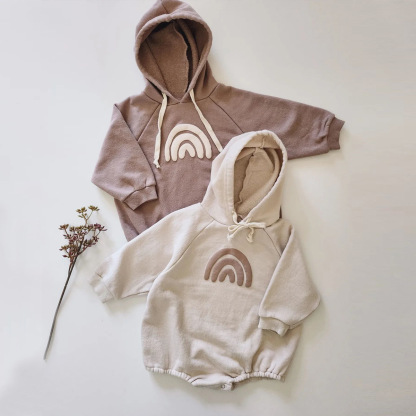 Rainbow Neutral Hooded Romper