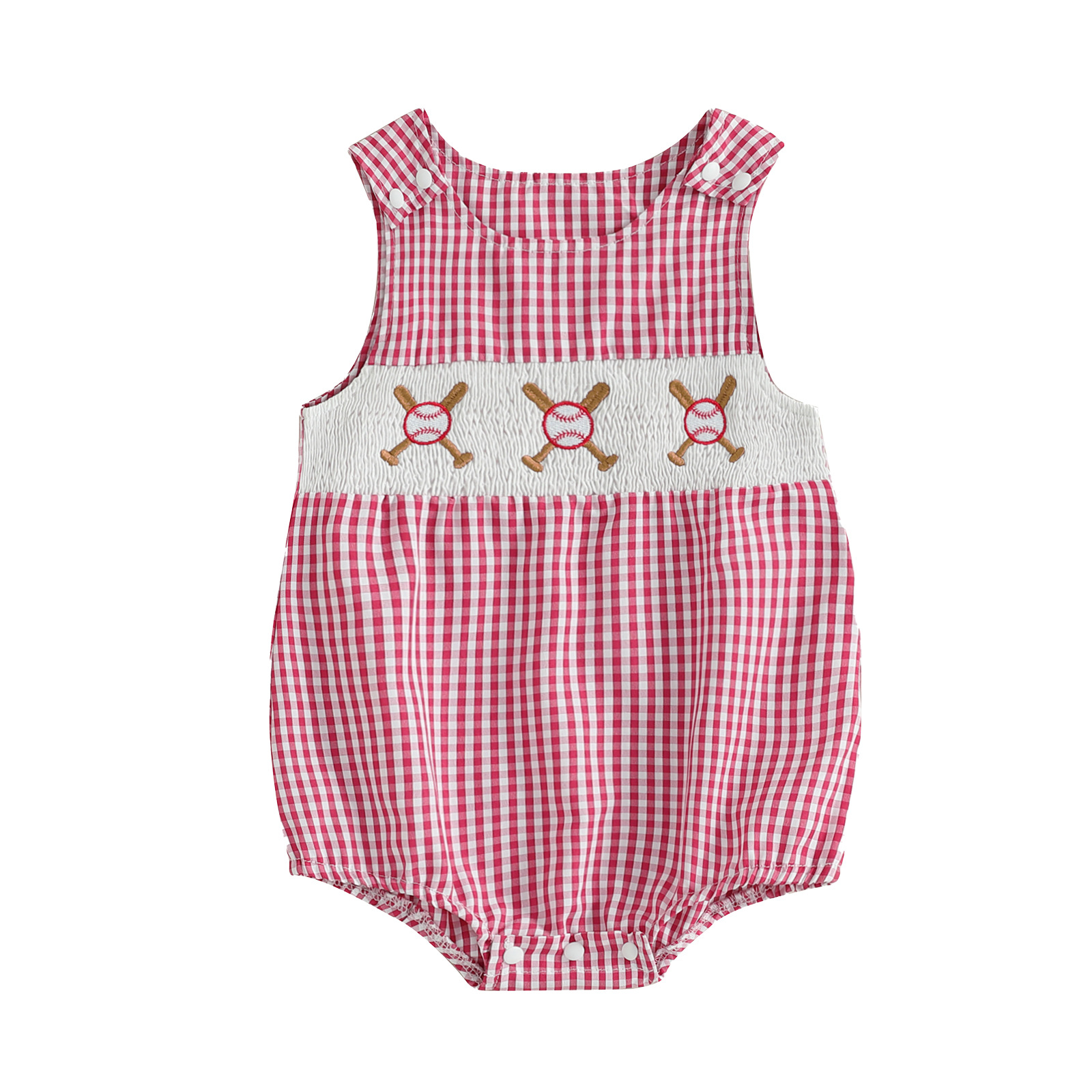 Newborn Baseball Smocked Romper